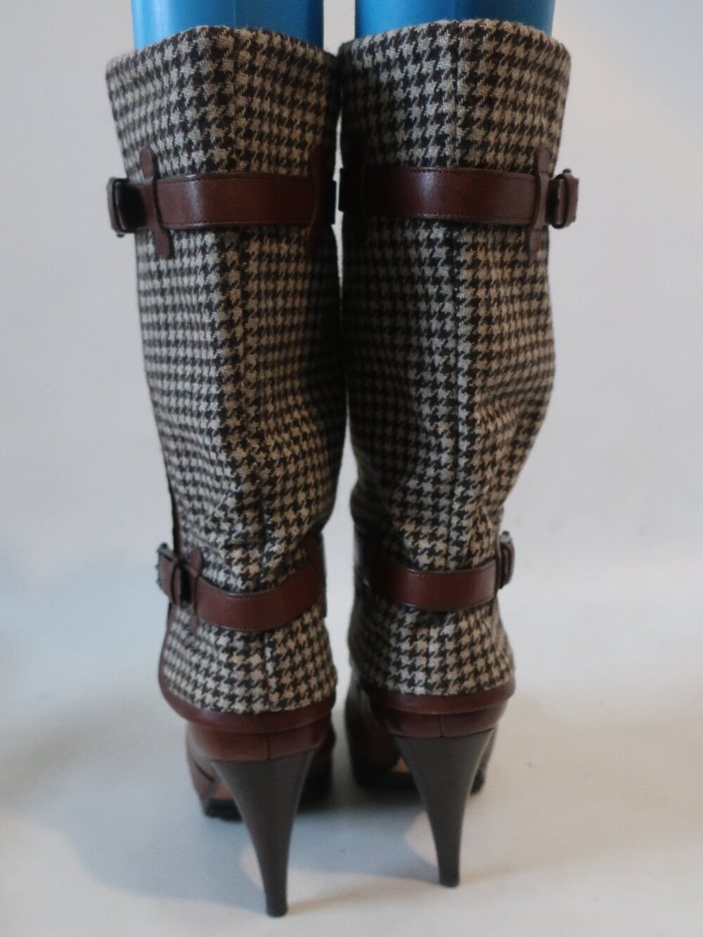 Womens Cole Haan x Nike Air Kennedy Brown Houndstooth Wool Leather Boots 9.5​ - Picture 7 of 13